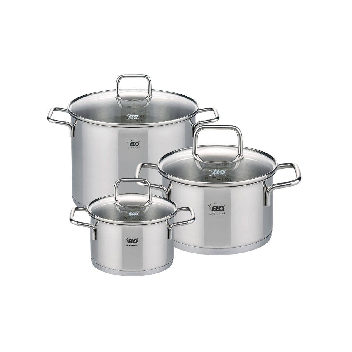 Zenker - Wholesale Cooking Pot - Set of 3 stainless steel stewpots 16 cm 20 cm and 26 cm Elo Citrin0