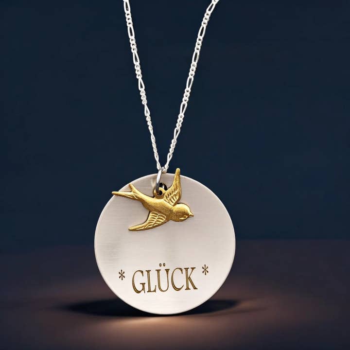 GLÜCK necklace with swallow - 925 sterling silver - K925-113 for wholesale by MadamLili