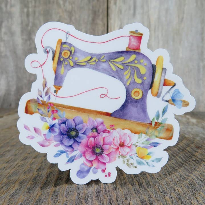 Kirk's Krafts - Wholesale Sticker - Vintage Sewing Machine Sticker Waterproof Flowers Full Color Waterproof Quilters Sewers2