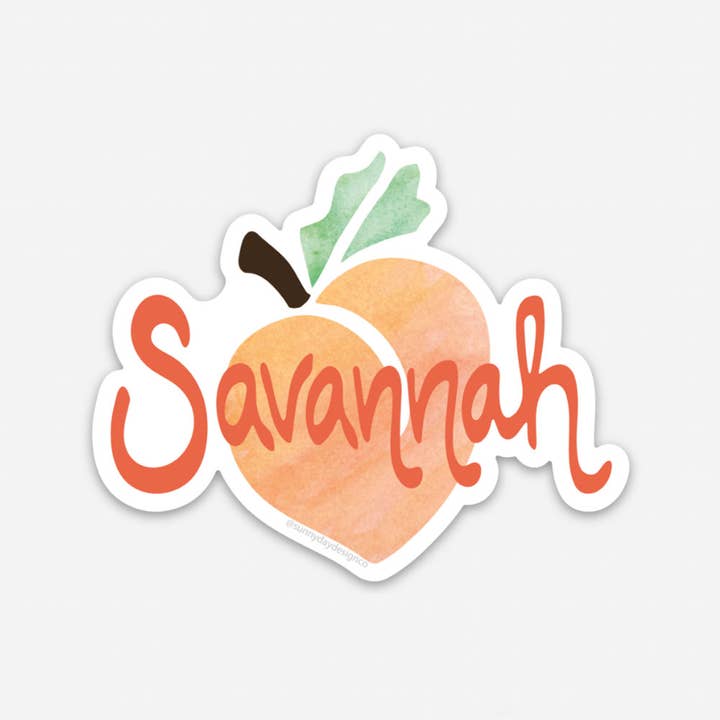 Savannah Peach Vinyl Sticker for wholesale by Sunny Day Designs
