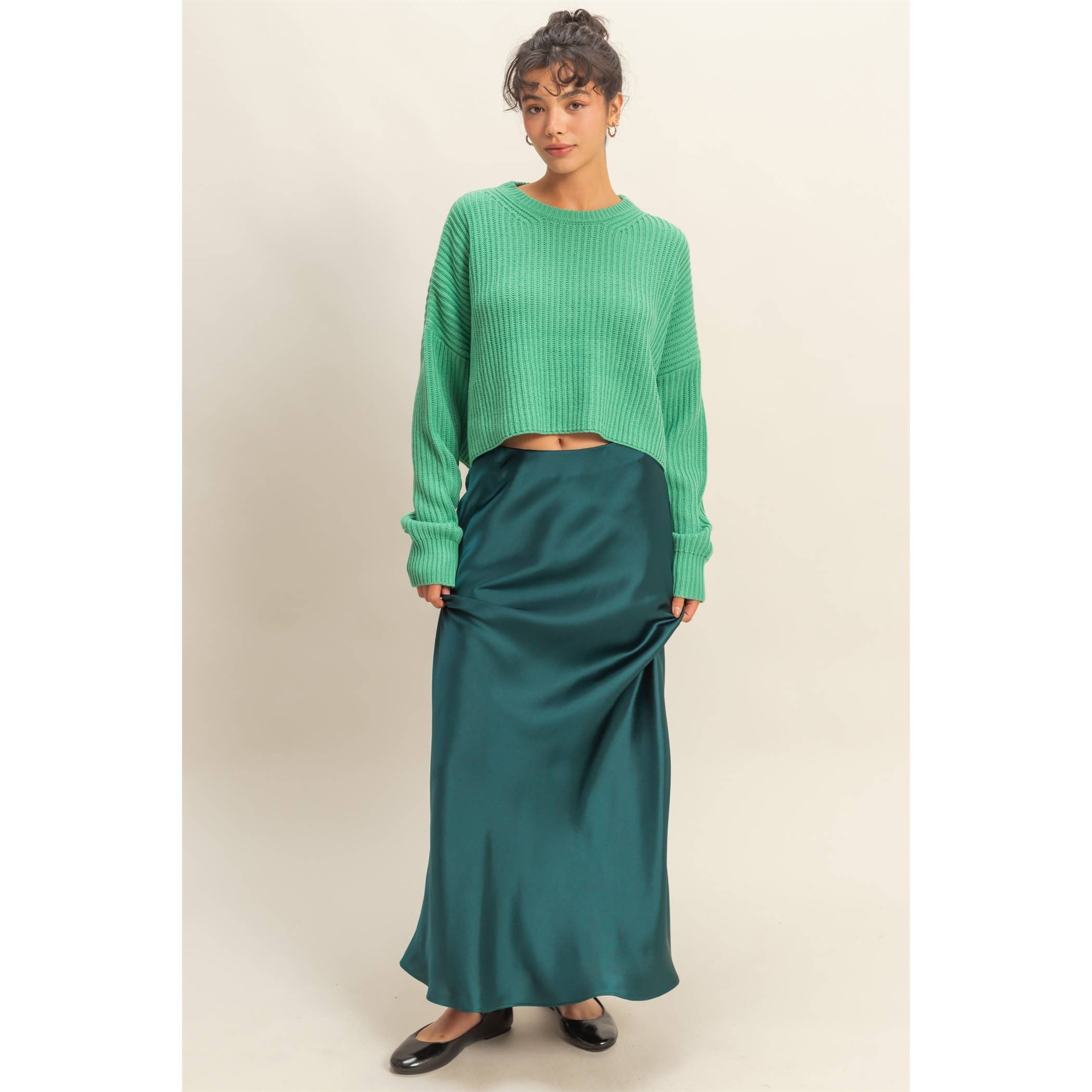 Double Zero - Wholesale Knit Sweater - Women's - Cropped Knit Sweater With Crew Neck19