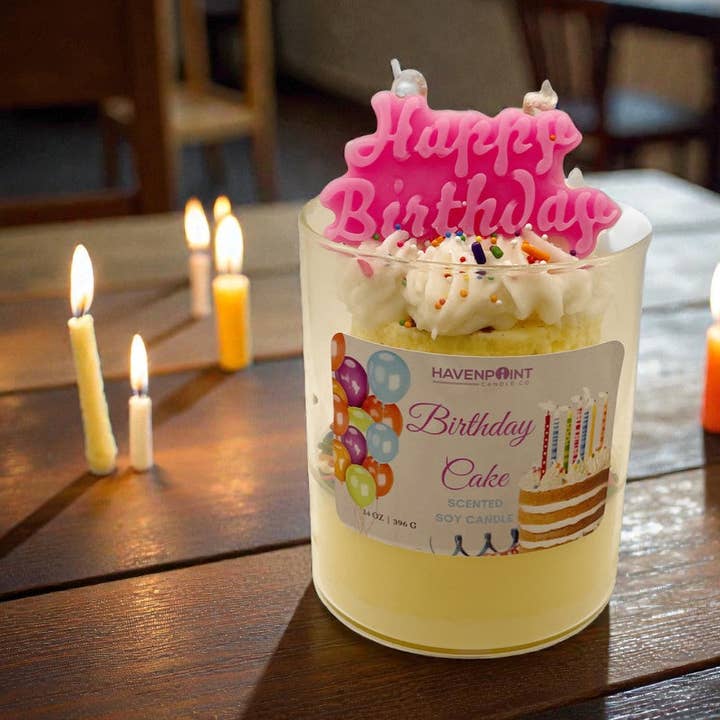 🎂 Happy Birthday – Decorative Candle for wholesale by Havenpoint Candle Company