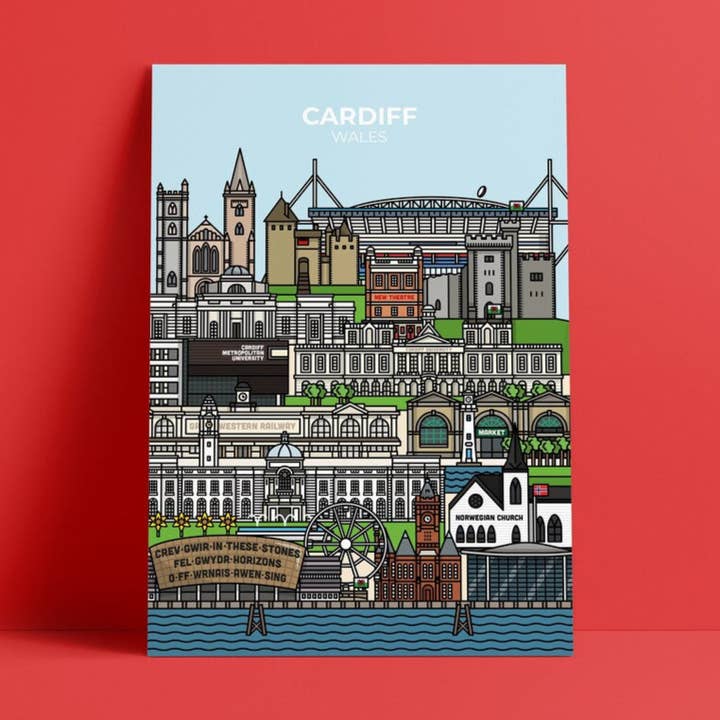 Cardiff, Wales Print for wholesale by Hannah Kirkland Prints