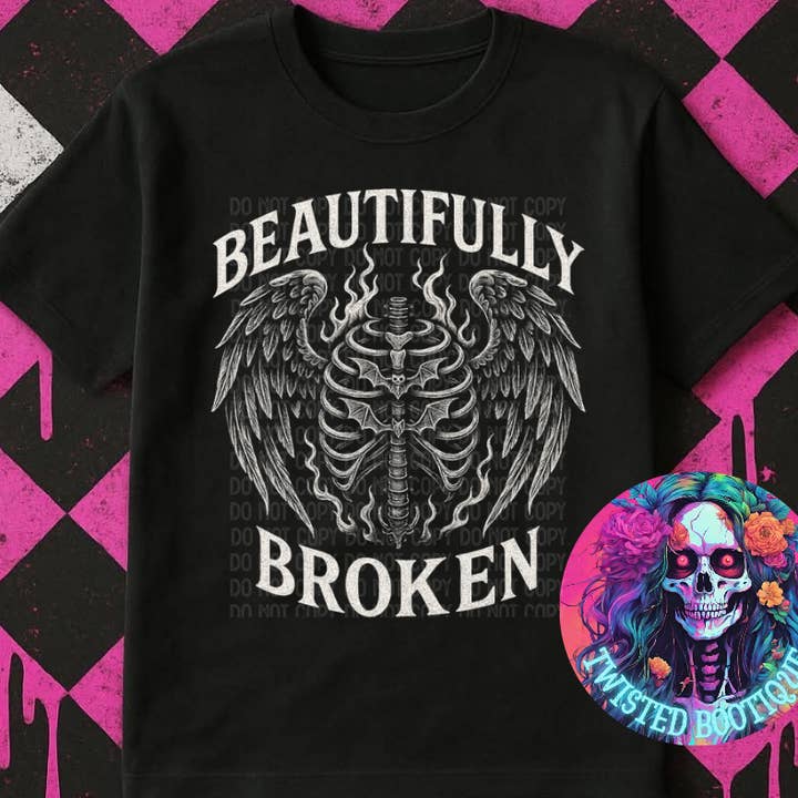 Camiseta con gráfico Beautifully Broken para venta al por mayor de Twisted Bootique