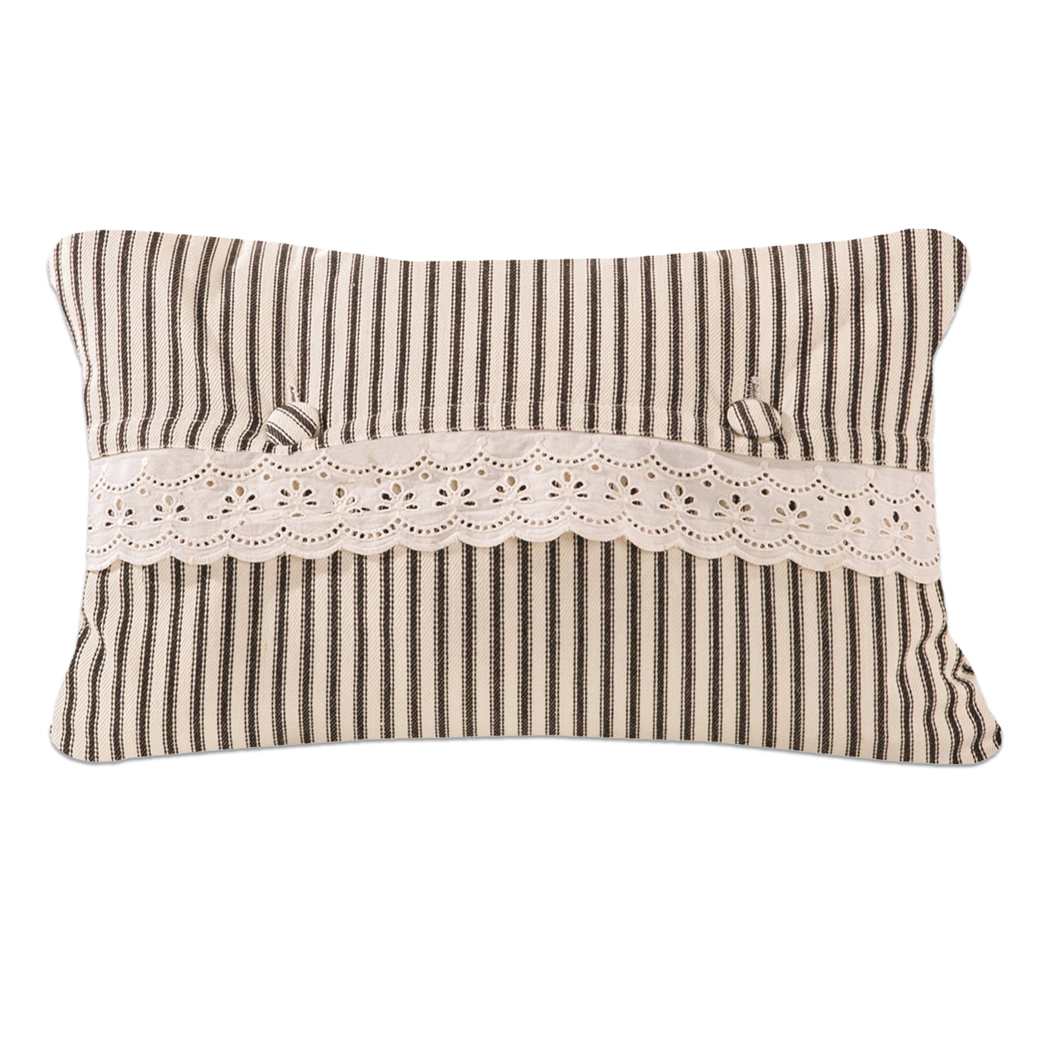 Heritage Lace - Wholesale Throw/Decorative Pillow - Vintage Garden 12x20 Black Cream Cotton Pillow Cover1