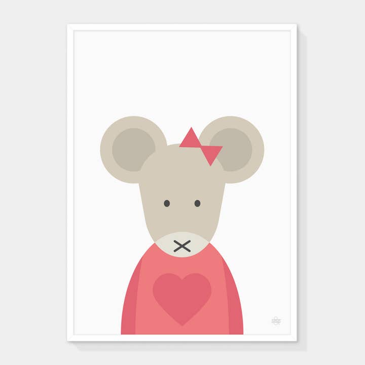 Pink Heart Mouse Art Print por atacado de Showler and Showler
