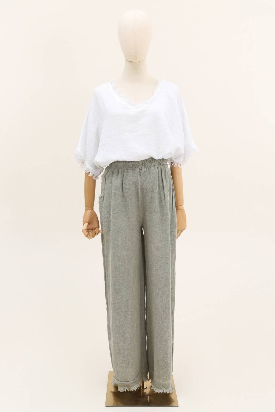 LÉA & LUC – Calças - Mulher por atacado – Calças em 50% Linho 50% Algodão REF. 933923