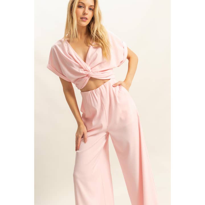HYFVE - Wholesale Top & Pant Set (NOT Loungewear) - Women's - HF25C755-SET-Knotted Bodice Top And Pants Set