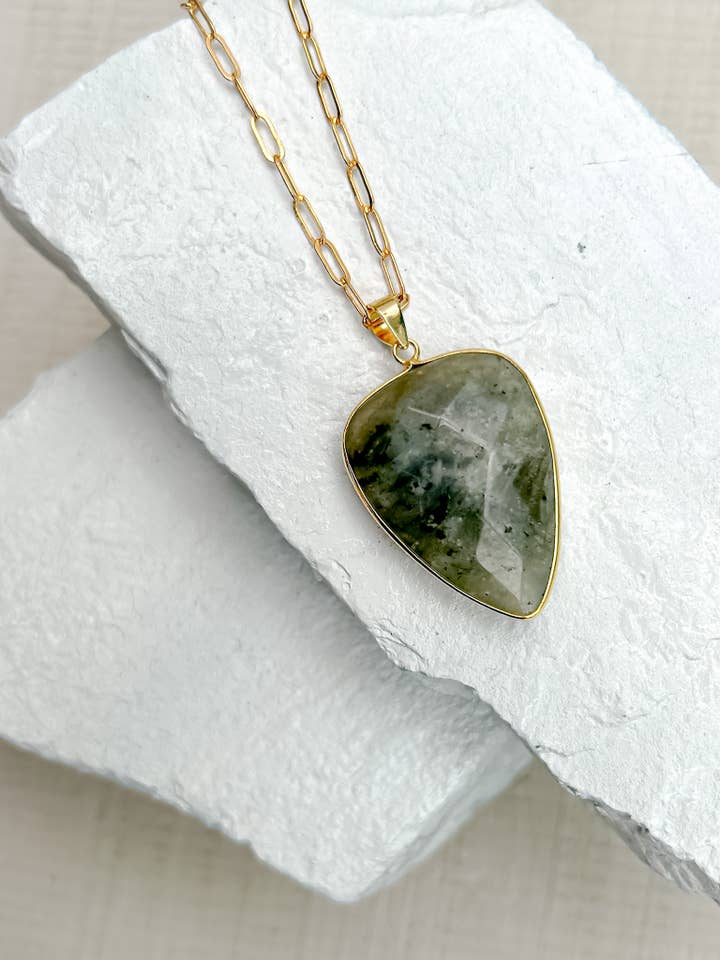 Labradorite Large Gold Plated Necklace for wholesale by Roc Jewellery