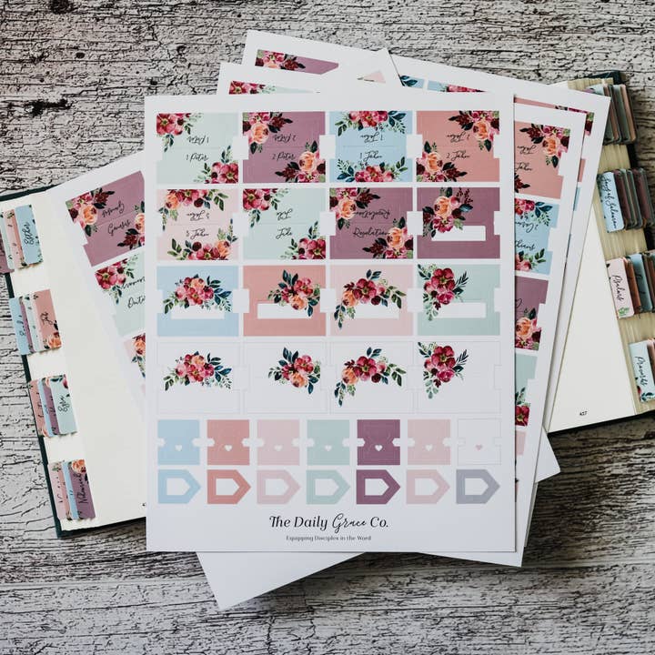 The Daily Grace Co - Wholesale Sticker - Floral Bible Tabs