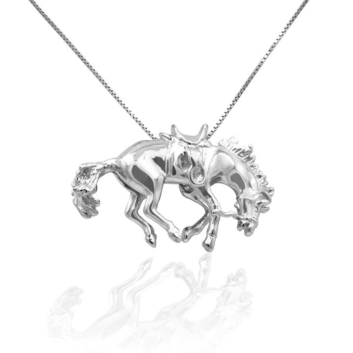 Kelly Herd Bucking Saddle Bronc Pendant - Sterling Silver for wholesale by Kelly Herd Jewelry