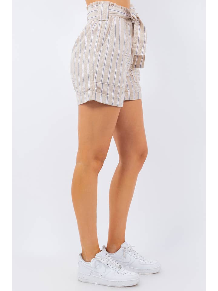 Veracci - Wholesale Shorts - Women's - high waisted linen paper bag shorts6