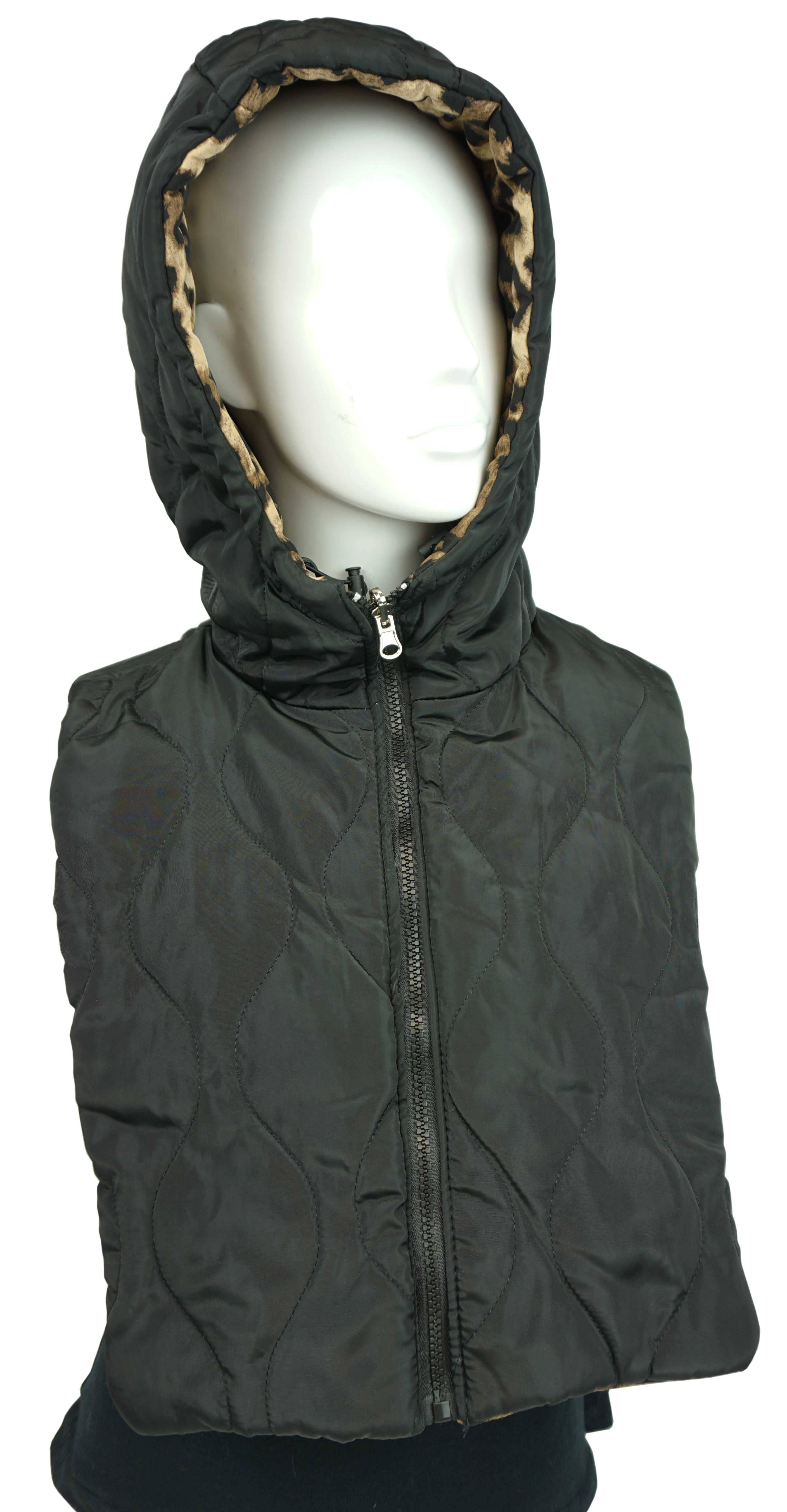 Anais - Wholesale Hoodie - Women's - Reversible black/leopard hooded balaclava GL0292
