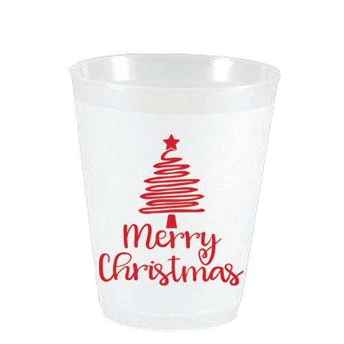Sassy Cups - Wholesale Disposable Cup - Merry Christmas Squiggle Tree FF1