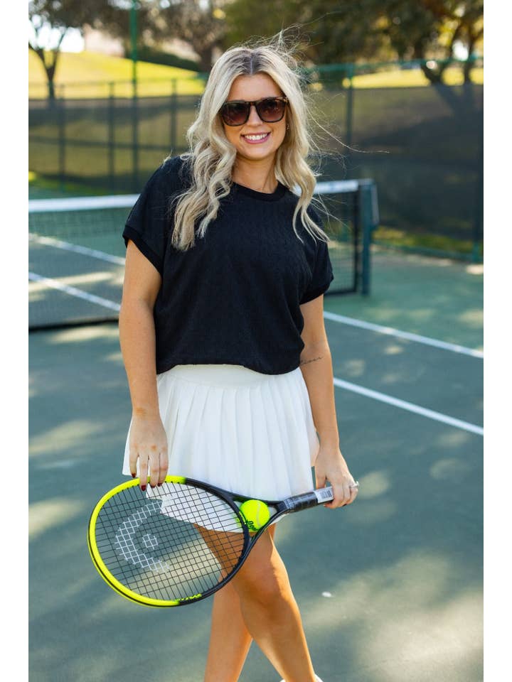 Blanc Jupe-culotte plissée blanche avec poche en vente sur Faire11