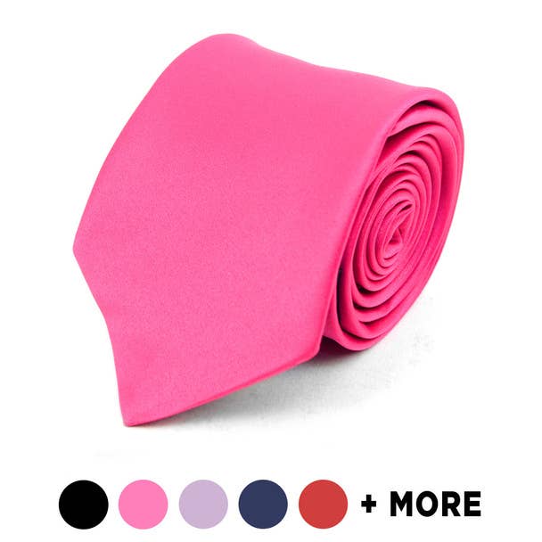 Selini New York - Wholesale Necktie - Men's - Men's Poly Solid Satin Slim Tie with Paper Band - PSBD9