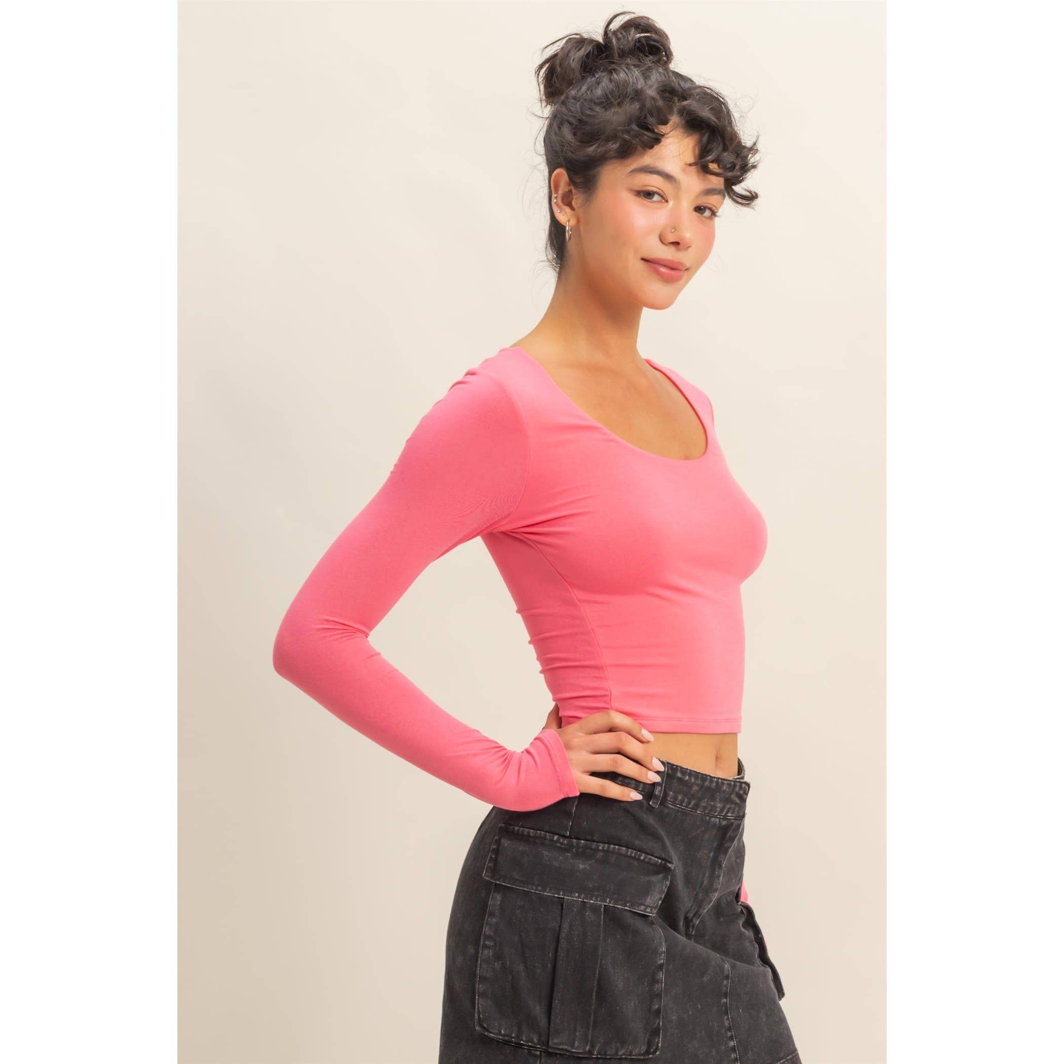 HYFVE - Wholesale Knit Top - Women's - Scoop Neck Long Sleeve Crop Top2