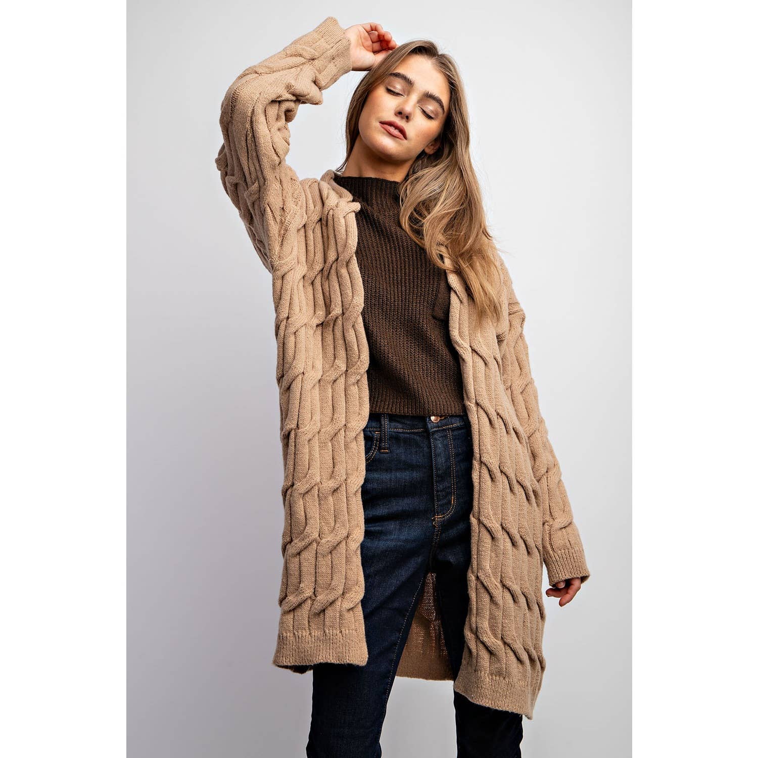 Sweet Generis - Wholesale Cardigan - Women's - CHUNKY CABLE KNITTING CARDIGAN10