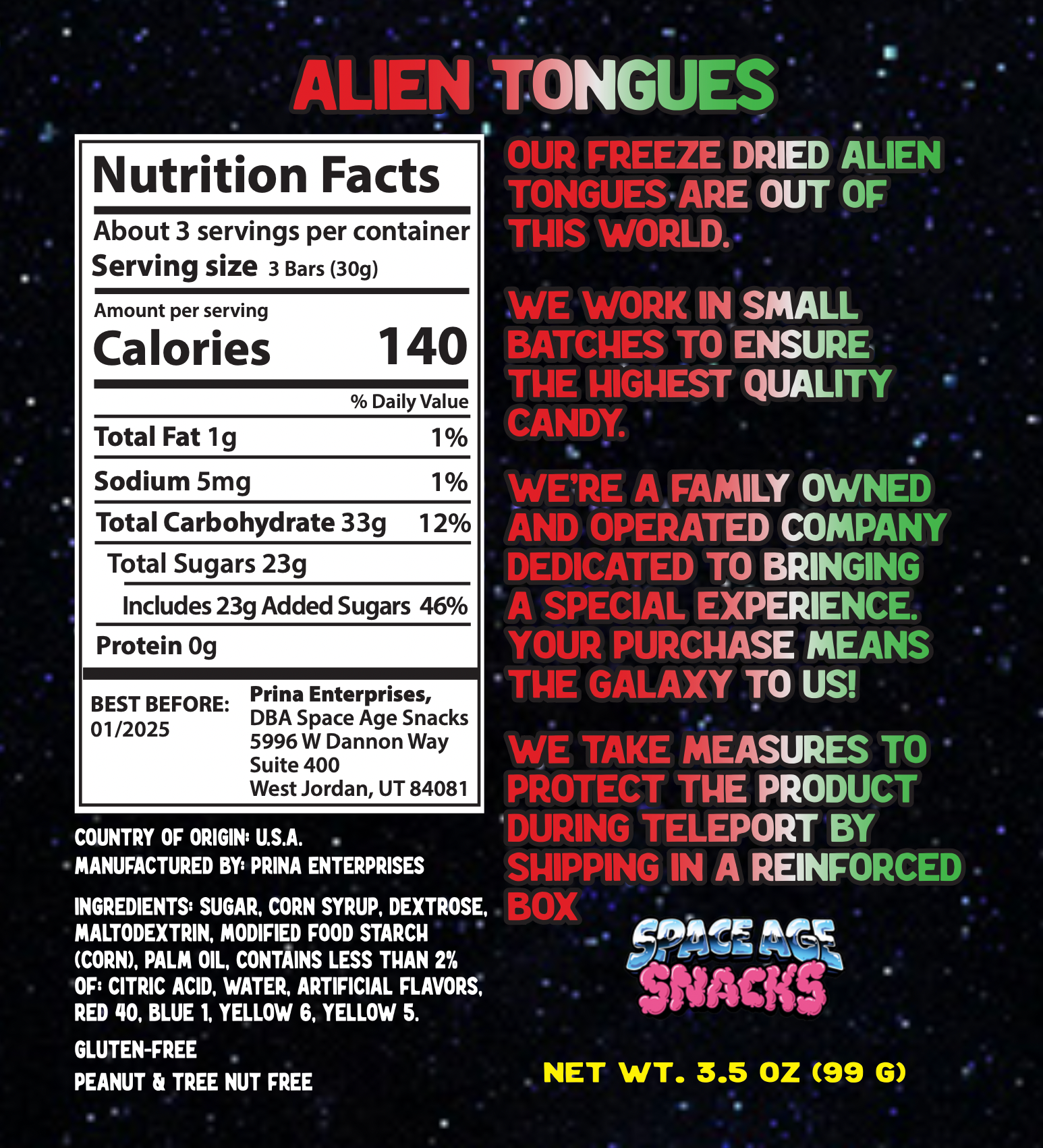 Space Age Snacks - Wholesale Hard Candy - Freeze Dried Alien Tongues (3.5 Ounce)4