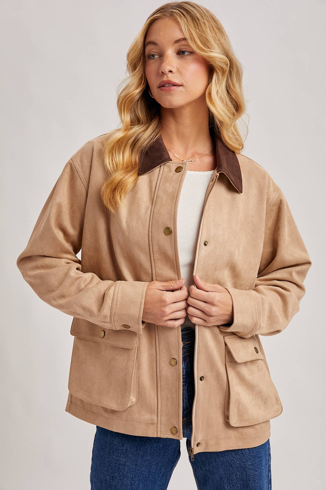 Bluivy - Wholesale Jacket - Women's - BUTTON DOWN FAUX SUEDE BARBOUR JACKET25