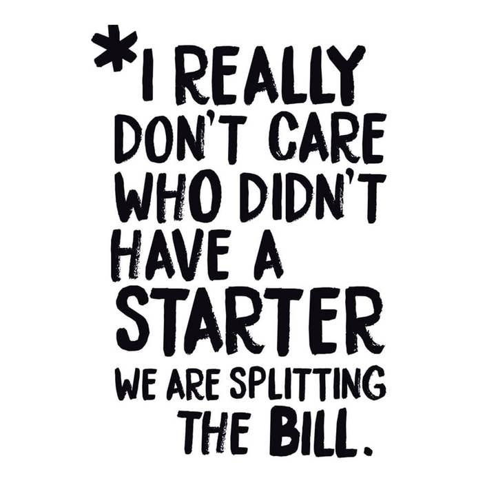 We Are Splitting The Bill Postcard for wholesale by Dean Morris Cards