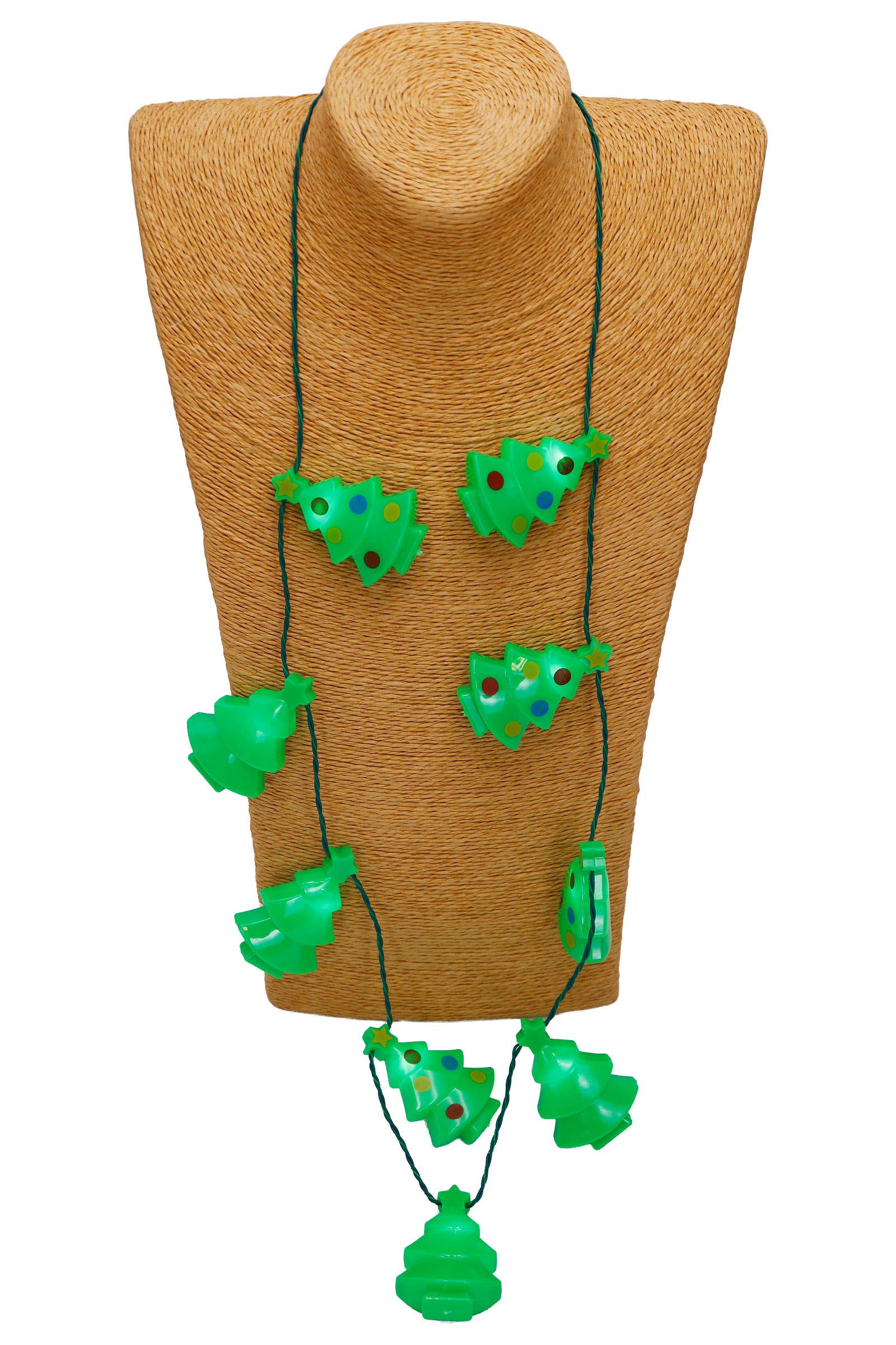 GREEN Christmas Tree Flashing String Led Light Necklace for wholesale on Faire1