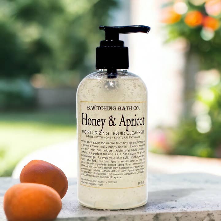 B. Witching Bath Co. - Wholesale Body Wash/Shower Gel - Honey & Apricot Moisturizing Liquid Cleansers 8oz5