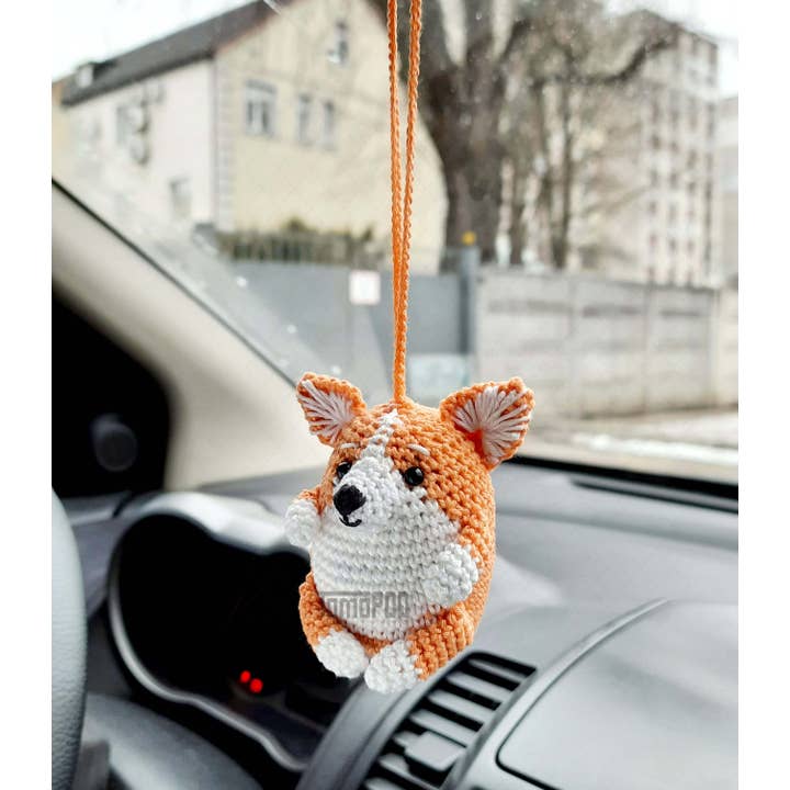 TOMOPOD LLC - Wholesale Car Decorative Charm - Unisex - Crochet Corgi Dog Car Mirror Hanging, Bag Charm, Dog Lovers1