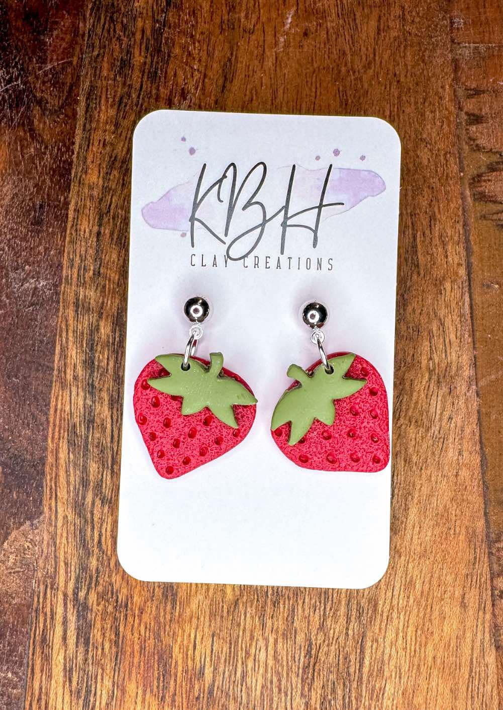 KBH CREATIONS - Wholesale Dangle Earrings - Strawberry Dangle/Stud Handmade Clay Earrings7