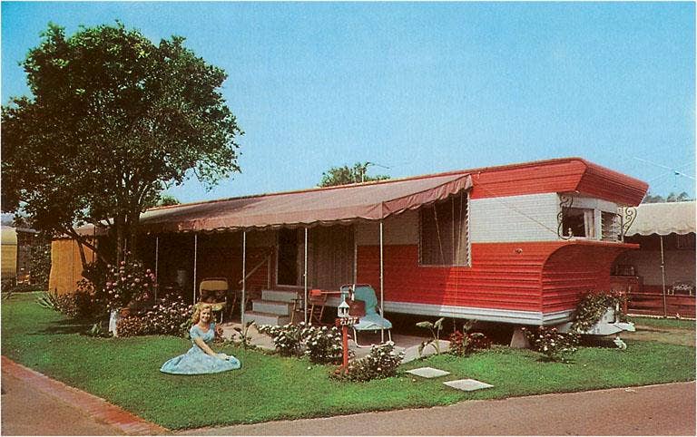 Found Image Press - Wholesale Postcard - Postcard RS-94 Trailer with Awning in Park0