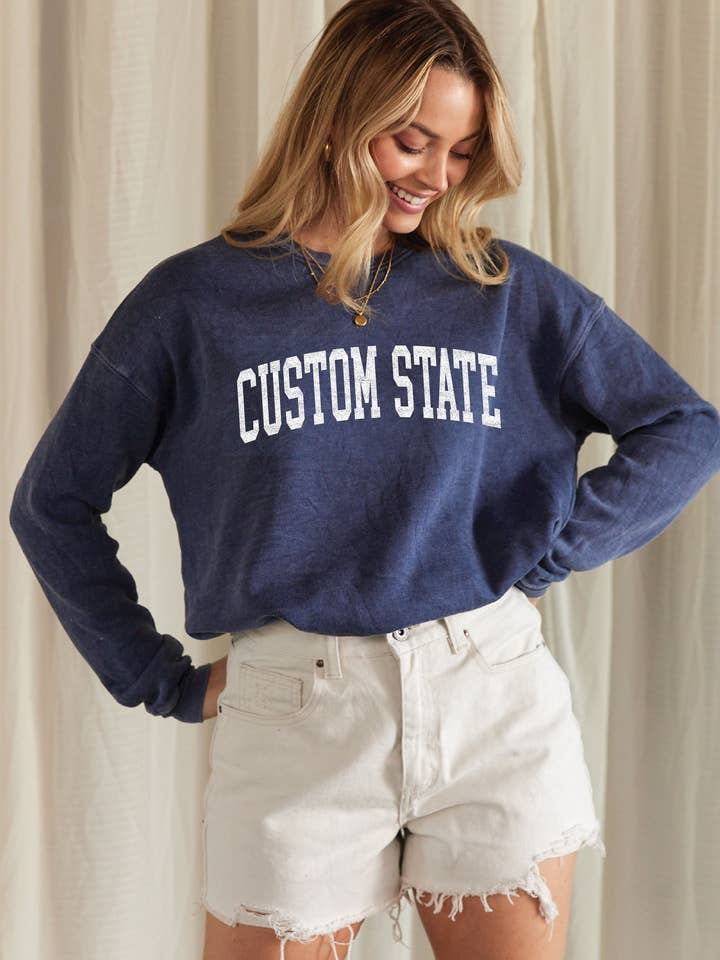 CUSTOM STATE Mineral Graphic Sweatshirt for wholesale by OAT COLLECTIVE