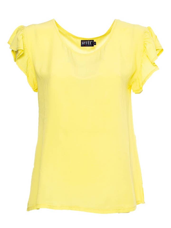 Blusa com mangas franzidas tamanho 4 100% VI feita na Itália por atacado de Ayfee