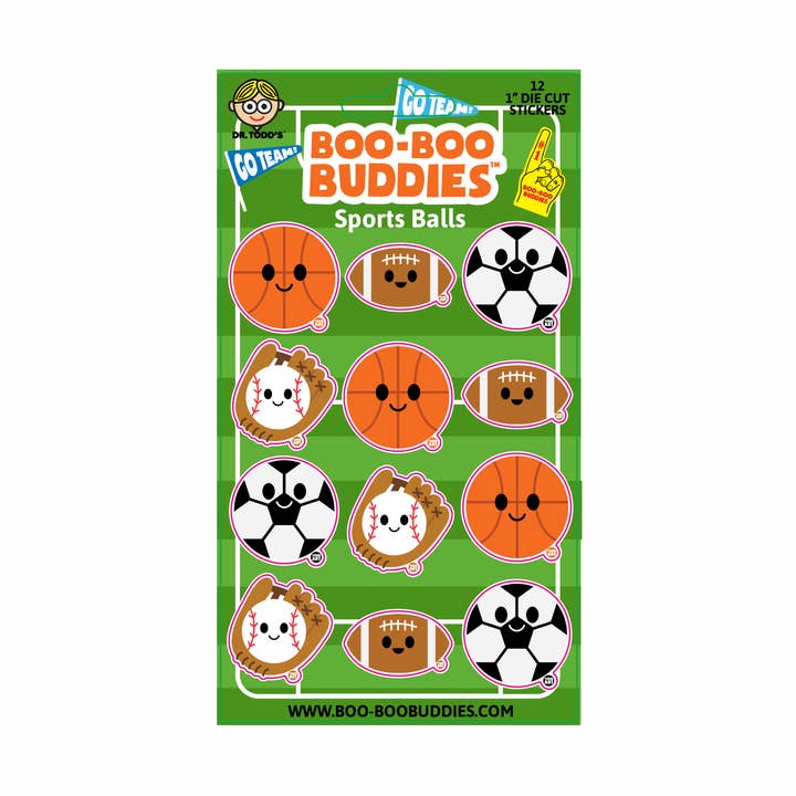 Hoja de Pegatinas de Pelotas Deportivas Boo Boo Buddies® – Coleccionable para venta al por mayor de Boo Boo Buddies
