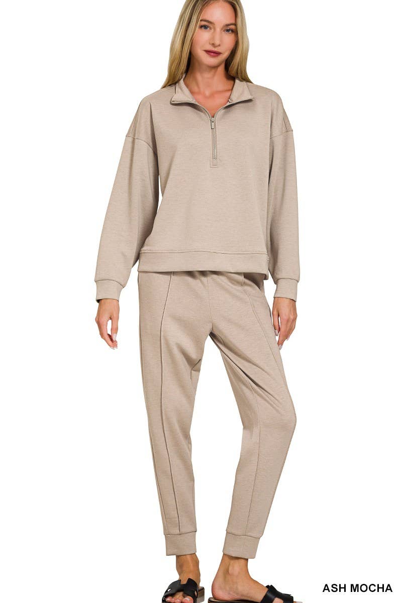 Vanilla Monkey - Wholesale Lounge Set - Women's - Scuba Half Zip Pullover And Jogger Set0
