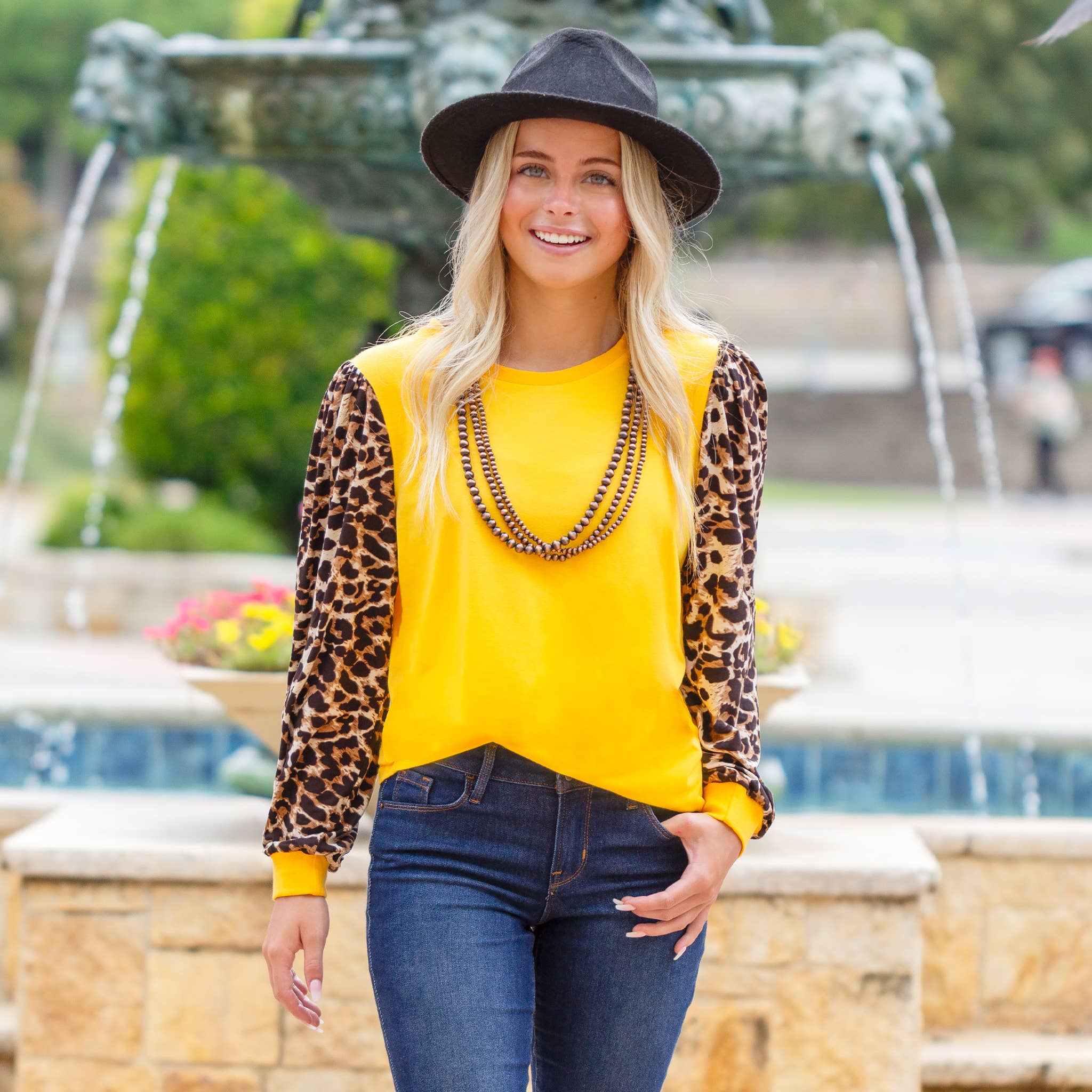 Your Fashion Wholesale - Wholesale Blouse - Women's - Leopard Long Sleeve Puffed Top0