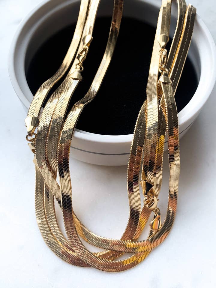 SET OF 5 CHAINS,Gold Filled Herringbone Chains for wholesale by Js Wholesale Jewelry
