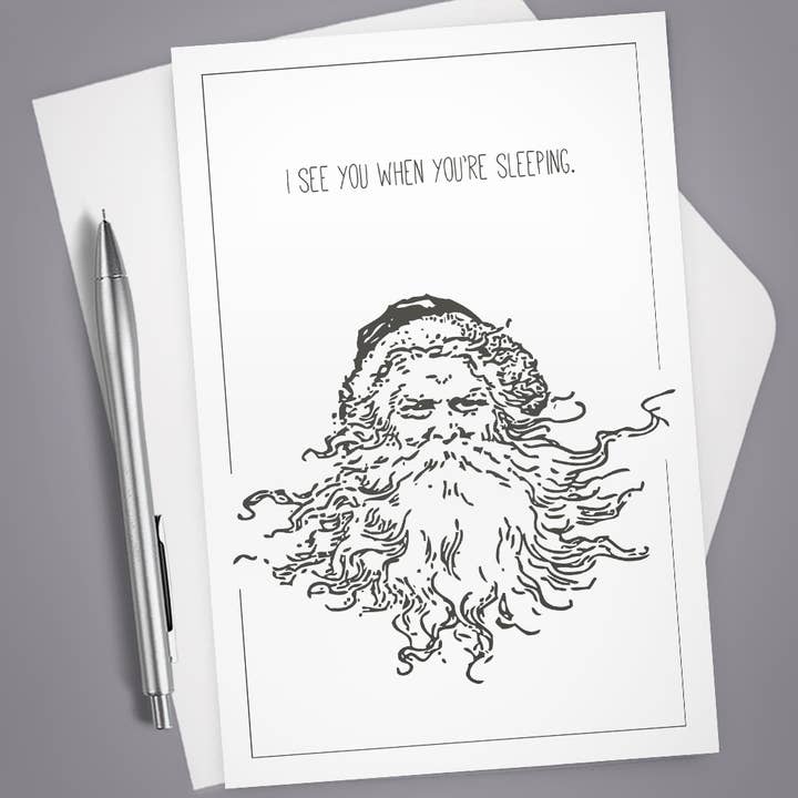 Vintage Greeting Card, I See You When You're Sleeping, Santa for wholesale by Vintage Wit