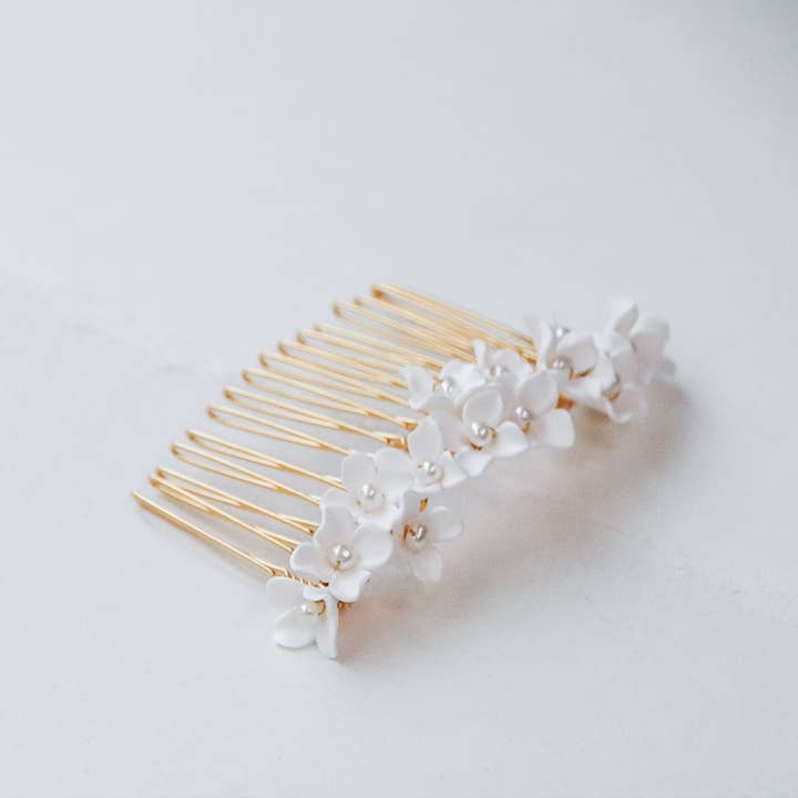 White Lilac Hair Comb for wholesale by Bespoke Bridal