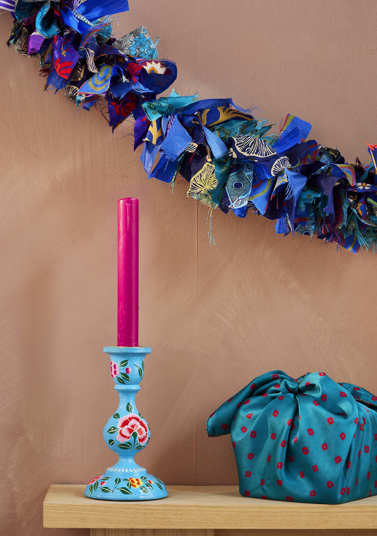 Namaste - Wholesale Bunting/Garland - Recycled Sari Eco Tinsel/Garland - Blue1