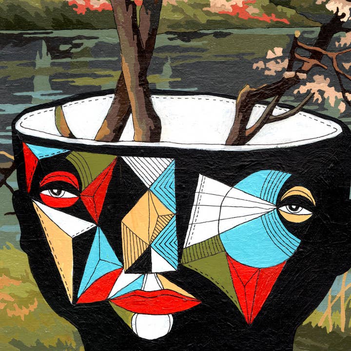 Keemo Gallery - Wholesale Art Print - Unique Trees Floral Abstract Art Print Vintage Decor Cubism