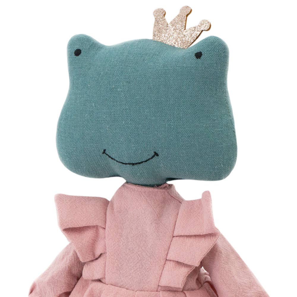 Orange Toys – wholesale Fyllda/plyschleksaker - Barn och baby – Cotton plush Fiona The Frog mjukisdocka med rosa klänning - 29 cm - 0+ månader3