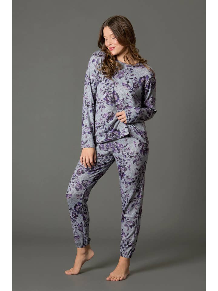Memoi Purple Blossom 2 Piece Pajama Set for wholesale on Faire3