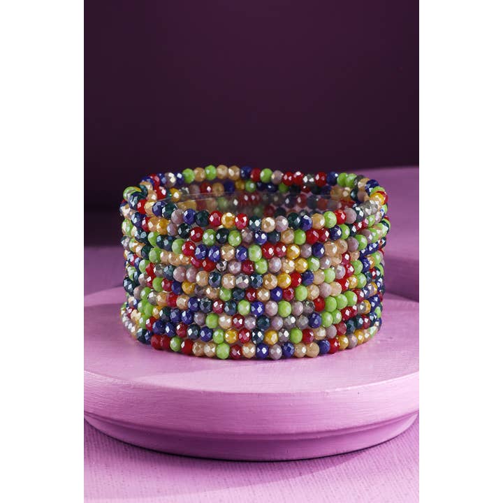 Urbanista - Wholesale Beaded Bracelet - 10 Piece Colorful Glass Bead Stretch Bracelet