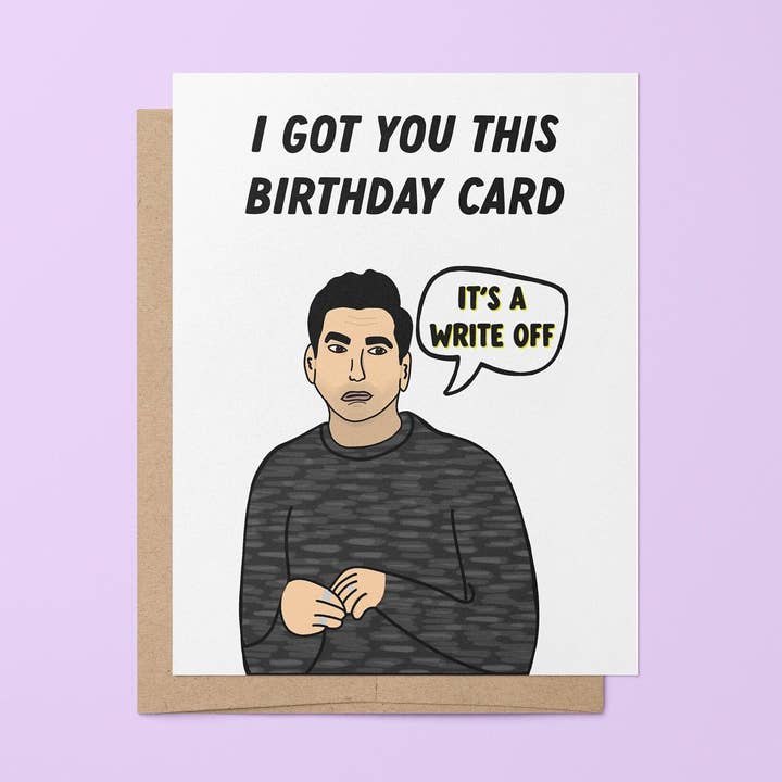 Det är ett avskrivet David Rose födelsedagskort för wholesale av MangoIllustrated