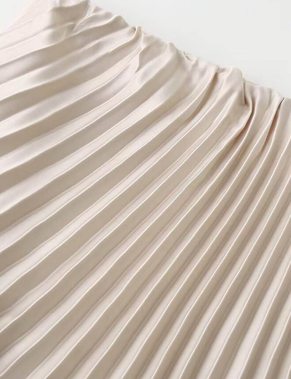 Sweetkama - Wholesale Skirt - Women's - Ladies Stain Solid Color Pleated Midi Skirt6