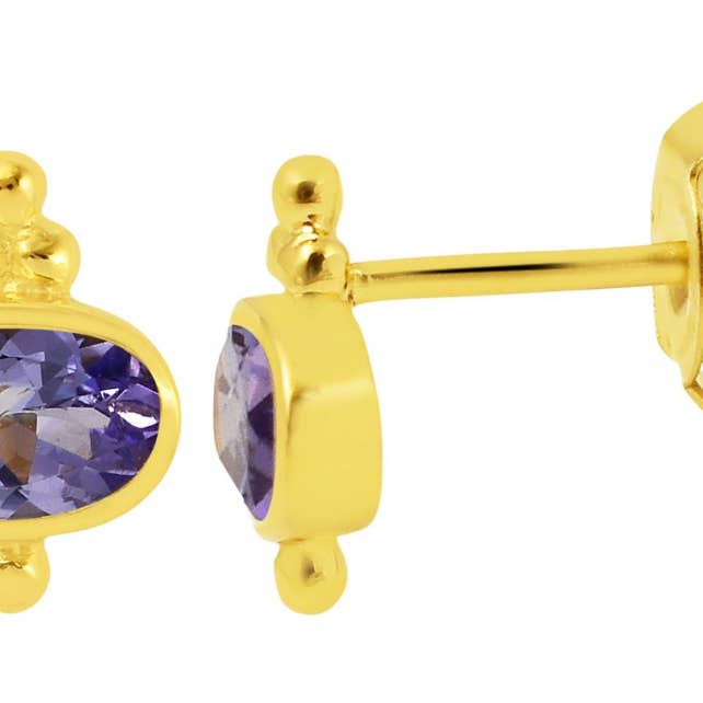 POMEGRANATE - Wholesale Stud/Post Earrings - Darcie Iolite Stud Earrings