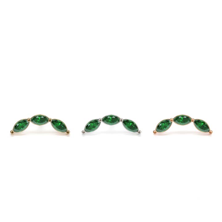 14K Gold Trio Marquise Emerald Curved Threadless End for wholesale by Umanative Design
