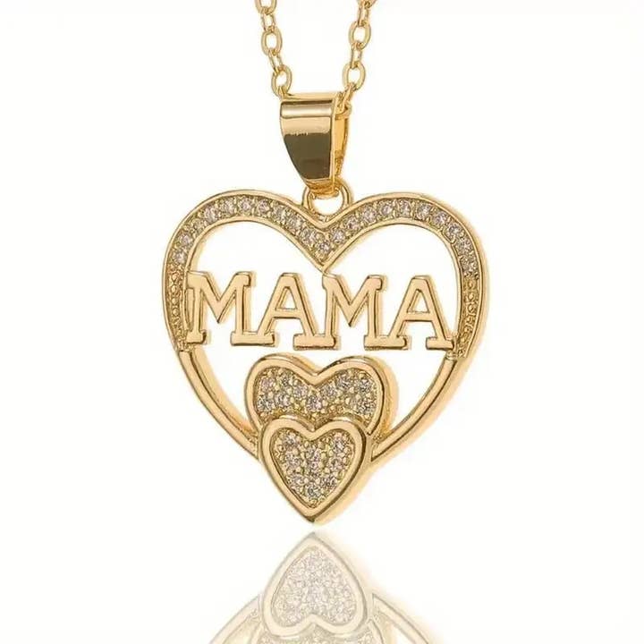 MAMA Heart Necklace – Sparkly Jewelry Gift for Mom, Perfect for wholesale by Syrrios Gifts LLC