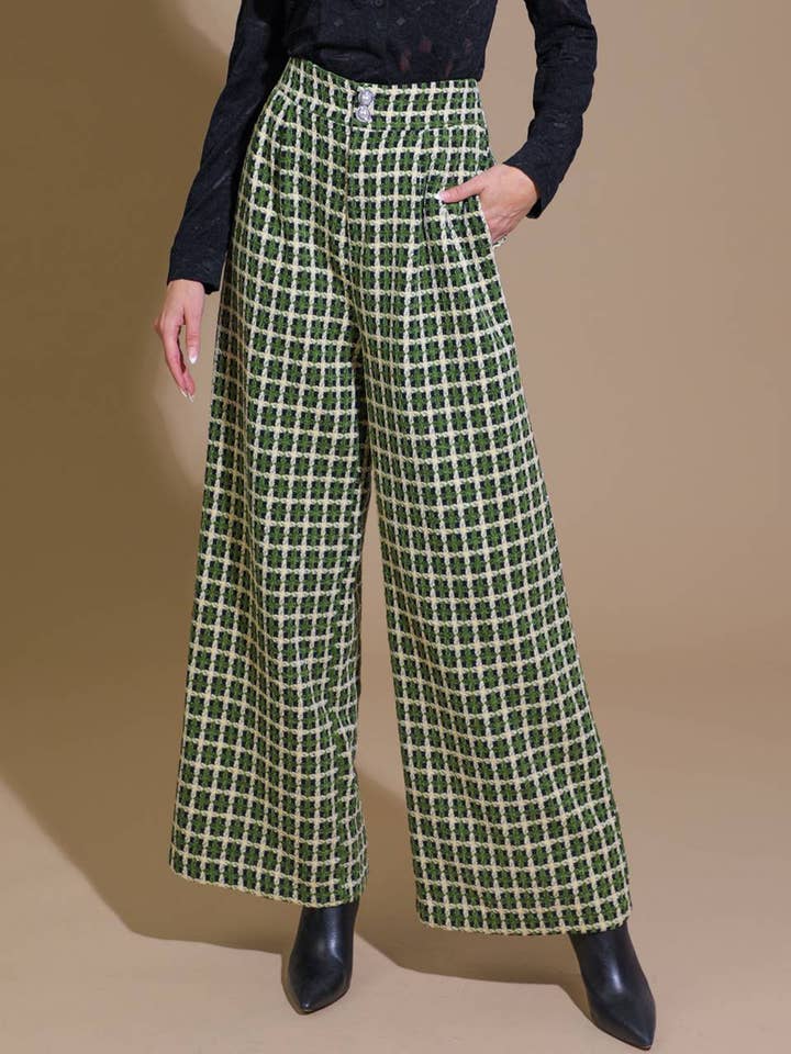 A tweed pant - IP8669 for wholesale by FLYING TOMATO