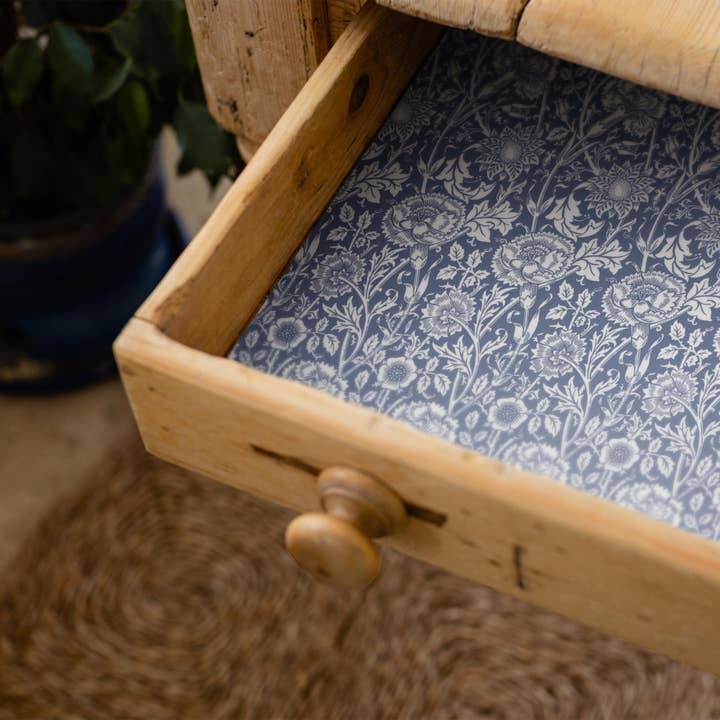 LAVENDER SCENTED Drawer Liners in BLUE William Morris Design for wholesale by The Master Herbalist